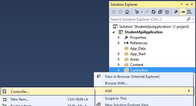 Adding Controller in Web Api App